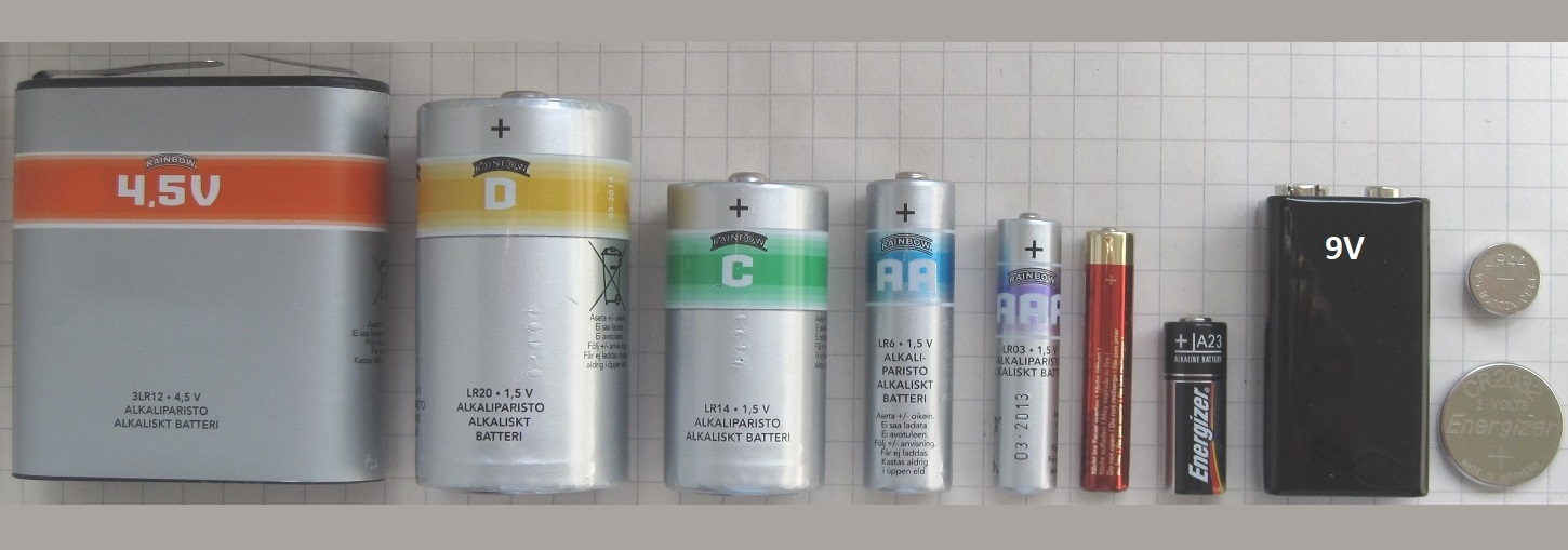 Figure 1: Different Types of standard batteries