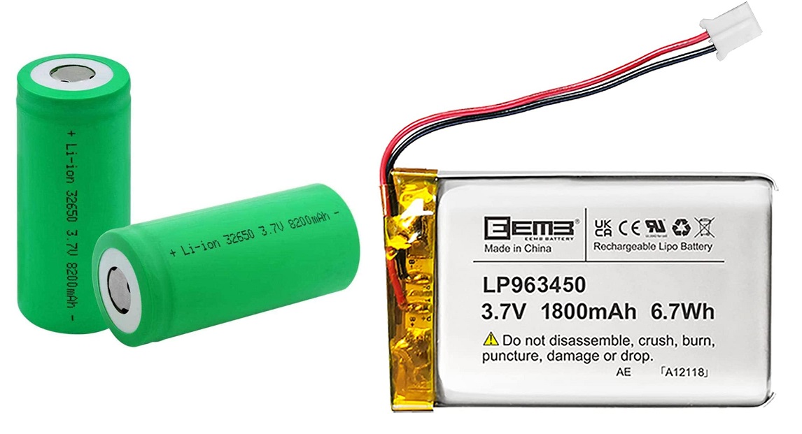 Figure 5: Example of Li-ion and Li-po Batteries